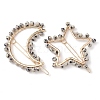 2Pcs Moon & Star Alloy with Natural Dalmatian Jasper Hollow Hair Barrettes PHAR-JH00105-03-1