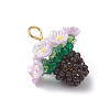 Resin Glass Seed Beaded Flower Pendants PALLOY-MZ01106-4