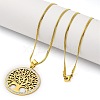 304 Stainless Steel Flat Round with Tree of Life Pendant Necklaces NJEW-S007-16G-3