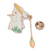 Rabbit with Carrot Dangle Enamel Pins JEWB-D028-02C-KCG-3