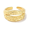Textured Brass Open Cuff Rings for Women RJEW-E292-12G-2