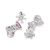 Christmas Socking & Snowflake Brass Pave Colorful Cubic Zirconia Dangle Stud Earrings for Women EJEW-M257-03P-2