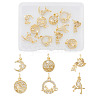 Fashewelry 12Pcs 6 Style Brass Micro Pave Clear Cubic Zirconia Charms KK-FW0001-11-10