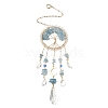 Wire Wrapped Natural Aquamarine Chip Tree of Life Window Hanging Prism Ornaments HJEW-TA00283-01-1