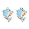 Light Gold Plated Alloy Enamel Pendants X-ENAM-T009-55A-RS-2