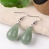 Natural Green Aventurine Teardrop Dangle Earrings EJEW-J086-04-1