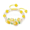 Flower Glass & Acrylic Braided Bead Adjustable Bracelets for Women BJEW-JB10446-04-1