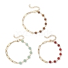 3Pcs Natural Carnelian & Green Aventurine & Tiger Eye Beaded Link Chain Bracelets BJEW-JB12657-1