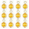 12Pcs Brass & Glass Imitation Cat Eye Round Charms PALLOY-TAC0237-02-2