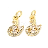 Brass Micro Pave Clear Cubic Zirconia Charms KK-Z044-33G-1