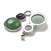 Natural Green Aventurine & Natural Amethyst Pendants G-G147-06P-05-2