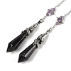 Natural Amethyst Cone Dowsing Pendulum Big Pointed Pendants AJEW-Z041-01J-AS-1