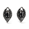 Wings 316 Surgical Stainless Steel Pave Black Cubic Zirconia Stud Earrings for Women Men EJEW-Z050-10AS-2