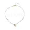 Cubic Zirconia Teardrop Pendant Necklace with Natural Moonstone Beaded Chains NJEW-JN04121-03-1