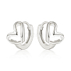 Rhodium Plated Hollow Heart 925 Sterling Silver Hoop Earrings for Heart QB6445-2-1