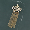 CHGCRAFT 4Pcs Crystal Rhinestone Crown with Chain Tassel Lapel Pin JEWB-CA0001-32G-2