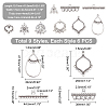   54Pcs 9 Style Tibetan Style Alloy Chandelier Components Links FIND-PH0001-52-2