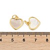 Brass Pave Natural White Shell Heart Charms KK-U055-27G-3