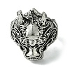 Dragon Alloy Open Cuff Rings for Men RJEW-K275-38A-AS-2