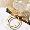 Flower Stainless Steel Open Cuff Ring for Women RJEW-R006-02G-3