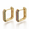 Brass Micro Pave Colorful Cubic Zirconia Hoop Earrings EJEW-S208-061-1
