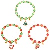 Christmas CCB Plastic & Glass Bead Bracelets BJEW-FS00029-1