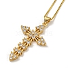 Brass Pave Clear Cubic Zirconia Cross Pendant Necklaces for Women Men NJEW-Q346-05G-01-1