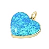 Brass Pave Synthetic Opal Heart Pendants KK-I723-20G-2