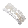 3Pcs Natural Quartz Crystal & Synthetic White Howlite & Natural White Moonstone Chip Beaded Stretch Bracelet Sets BJEW-JB10857-3