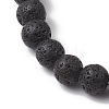 6mm Round Natural Lava Rock & Gemstone Beaded Stretch Bracelets BJEW-JB10846-5