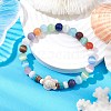 Cat Eye Beads & Synthetic Turquoise & Coconut Beads & Natural Freshwater Beads Stretch Bracelets BJEW-JB11331-1