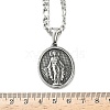201 Stainless Steel Oval with Virgin Mary Pendant Figaro Chain Necklaces NJEW-C104-03-3
