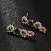 Brass Micro Pave Colorful Cubic Zirconia Stud Earrings for Women EJEW-F418-10G-4