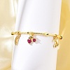 Brass Micro Pave Cubic Zirconia Fruit Charm Bangles for Women BJEW-Z089-01G-01-1