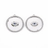 Brass Micro Pave Blue Cubic Zirconia Pendants KK-S356-753-1