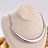 304 Stainless Steel Arc Shaped Pendant Snake Chain Necklaces for Women NJEW-B122-03P-3