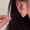 Heart 925 Sterling Silver Stud Earrings for Women EJEW-G372-02S-4
