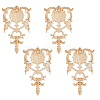 4Pcs Natural Solid Wood Carved Onlay Applique Craft WOOD-FH0002-37-1