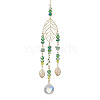 Brass Hollow Leaf Hanging Ornaments HJEW-TA00181-1