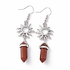 Gemstone Bullet with Sun Dangle Earrings EJEW-I276-01P-2