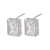 Brass Micro Pave Clear Cubic Zirconia Stud Earrings EJEW-C174-02D-P-4