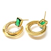 Brass Cubic Zirconia & Glass Stud Earrings EJEW-M048-01G-2