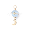 Dyed Natural Selenite Planet Pendants PALLOY-JF03769-01-3