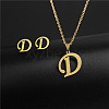 304 Stainless Steel Letter Pendant Necklaces & Stud Earrings Sets WG4BFDA-04-1