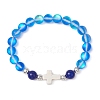 Synthetic Moonstone Beads Stretch Bracelets for Women Men BJEW-JB11376-3