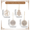Gorgecraft 2 Sets 2 Style Christmas Theme Wood Pendants Decoration HJEW-GF0001-39A-2