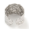 Non-Tarnish 304 Stainless Steel Textured Open Cuff Ring RJEW-A043-11P-3