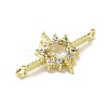 Brass Pave Clear Cubic Zirconia Star Links Connector Charms KK-K371-06G-2