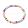 Rondelle Dyed Natural Freshwater Shell Beaded Stretch Bracelets for Women BJEW-JB10928-1