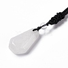 Natural Quartz Crystal Hexagon Pendant Necklace with Nylon Cord NJEW-G094-A07-2